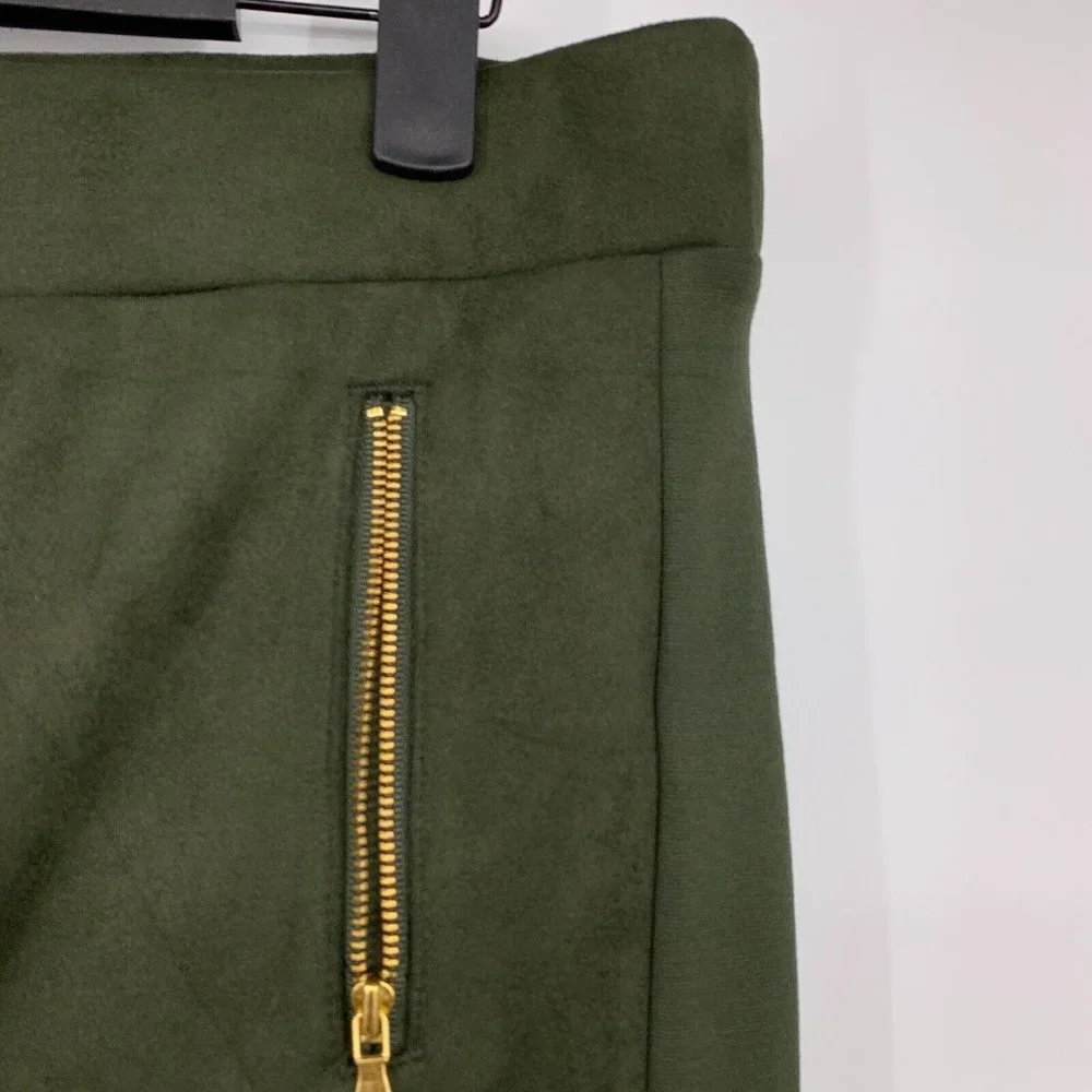 LOFT Leggings Green Faux Suede Zip Skinny Ankle Pull On - Picture 4 of 10